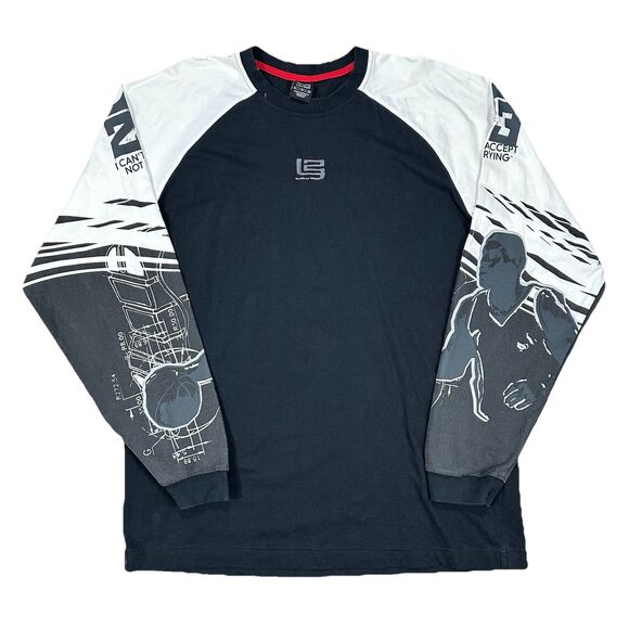 Vtg Y2k Nike Mens Long Sleeve Shirt Lebron James I Can't Accept Not Trying Large - Picture 1 of 9
